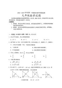 吉林省长春市九台区2024-2025学年上学期期末教学质量监测九年级数学试题