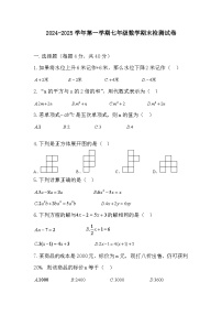 2024-2025学年人教版七年级上学期数学期末检测试卷-含答案