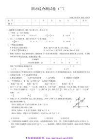 2024～2025学年沪科版数学数学七年级上册期末综合测试卷(三)(含答案)