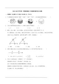 浙江省杭州市2024-2025学年八年级上学期浙教版数学期末模拟试题（含答案）