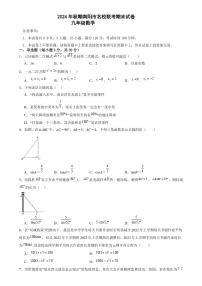 河南南阳名校联考2024年九年级上学期12月期末数学试题+答案