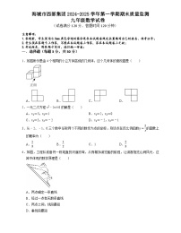 辽宁省鞍山市海城市西部集团2024-2025学年九年级上学期1月期末数学试题