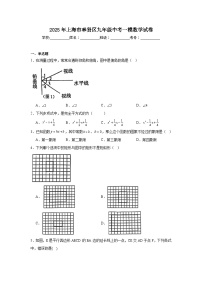 2025年上海市奉贤区九年级中考一模数学试卷