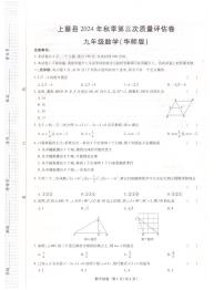 河南省驻马店市上蔡县2024年秋第三次教学质量评估九年级数学试卷（附答案）