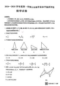 甘肃省张掖市肃南县大河区学校2024—2025学年上学期八年级学业水平抽样评估数学试卷