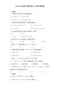 九年级中考数学复习：因式分解训练（含答案）
