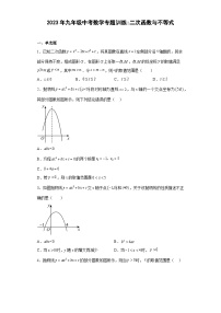 九年级中考数学专题训练： 二次函数与不等式（含简单答案）