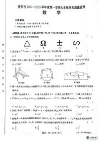 甘肃省庆阳市2024-2025学年上学期九年级数学期末试卷