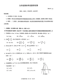 2025年上海市黄浦区初三一模 中考一模 数学试卷（原卷）