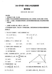 2025年上海市嘉定区初三一模 中考一模 数学试卷（原卷）