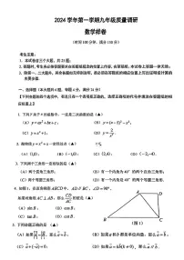 2025年上海市嘉定区初三一模 中考一模 数学试卷（原卷）