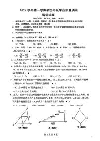 2025年上海市闵行区初三 中考一模 数学试卷(原卷）