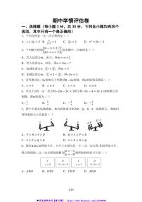 期中学情评估卷(含答案)华师版数学七年级下册试卷(2024)