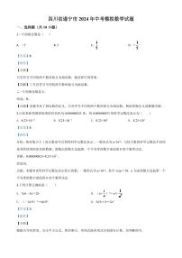 四川省遂宁市2024年中考模拟数学试题（解析版）
