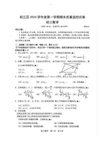 2025届上海市松江区初三一模数学试卷（含参考答案）