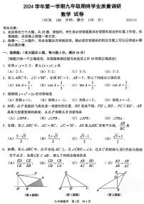 2025届上海市青浦区初三一模数学试卷（含参考答案）