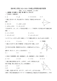 扬州树人学校2023-2024八年级上学期期末数学试卷及答案