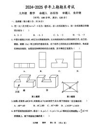 河南省实验中学2024-2025学年九年级上学期期末考试数学试卷及答案