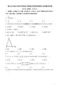 2024年四川省眉山市中考数学模拟试题（原卷版）