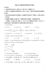 2024年上海市中考数学模拟试题（原卷版）