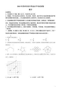 2024年江苏省苏州市中考数学模拟试题  （原卷版）