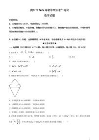 2024年湖北省荆州市中考数学模拟试题（原卷版）