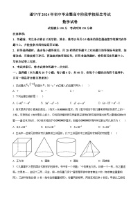 2024年四川省遂宁市中考数学模拟试题（原卷版）