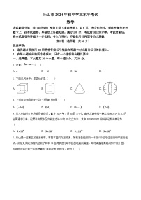 2024年四川省乐山市中考数学模拟试题 （原卷版）