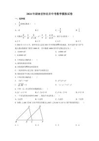 2024年湖南省怀化市中考数学模拟试卷（原卷版）