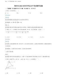 2024年湖北省荆州市中考数学模拟试卷（解析版）