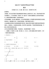 2024年广东省中考数学模拟试卷（原卷版）