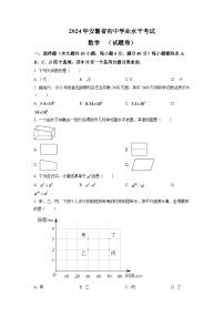 2024年安徽省中考数学模拟试卷 （原卷版）