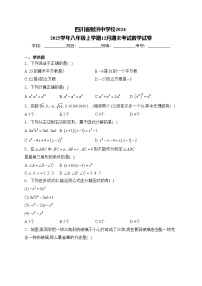 四川省射洪中学校2024-2025学年八年级上学期12月期末考试数学试卷(含答案)