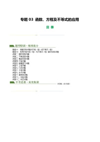 中考数学第一轮复习专题03 函数、方程及不等式的应用练习（解析版）