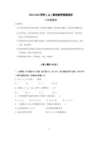 2024-2025学年成都金牛区八上数学期末考试试卷【含答案】