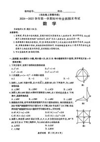 厦门市2024-2025学年第一学期初中毕业班期末考试数学试题（附参考答案）