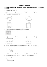 浙江省杭州市富阳区2024年中考数学一模考试试卷附答案