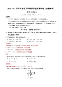 【开学摸底考】2024-2025学年春季期九年级下册数学开学摸底考（安徽专用，沪科版）（原卷+答案+答题卡）