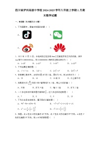 四川省泸州高级中学校2024-2025学年八年级上学期1月期末 数学试题（含解析）