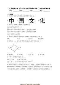 2024～2025学年广东省东莞市八年级上12月月考数学试卷(含详解)