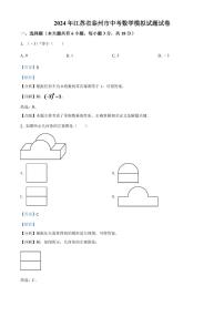 2024年江苏省泰州市中考数学模拟试题试卷（解析版）