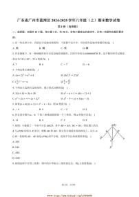 2024～2025学年广东省广州市荔湾区八年级(上)期末数学试卷(含答案)