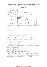 2024～2025学年山东省青岛市学校七年级上期中数学试卷(含答案)