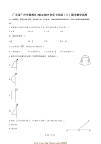 2024～2025学年广东省广州市番禺区七年级(上)期末数学试卷(含答案)