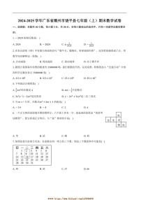 2024～2025学年广东省潮州市饶平县七年级上数学期末试卷(含答案)