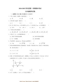 2024～2025学年河南省商丘市夏邑县县城中学联考(月考)九年级上1月期末考试数学试卷(含答案)