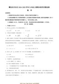 2024～2025学年四川省攀枝花市东区九年级上1月期末考试数学试卷(含答案)