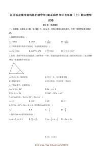 2024～2025学年江苏省盐城市鹿鸣路初级中学七年级(上)期末数学试卷(含详解)