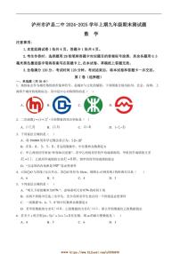 2024～2025学年四川省泸州市泸县第二中学九年级上1月期末考试数学试卷(含答案)