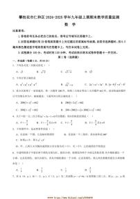 2024～2025学年四川省攀枝花市仁和区九年级上1月期末数学试卷(含答案)